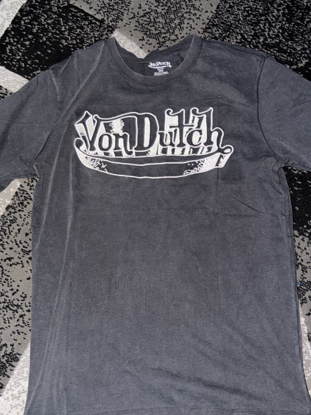 Von Dutch Black Short Sleeve Logo Tee with White Print